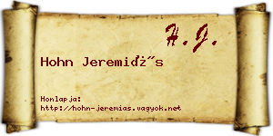 Hohn Jeremiás névjegykártya